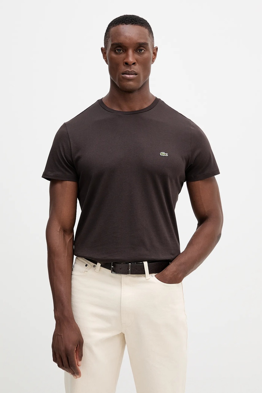 Lacoste tricou din bumbac culoarea alb, uni, TH6709