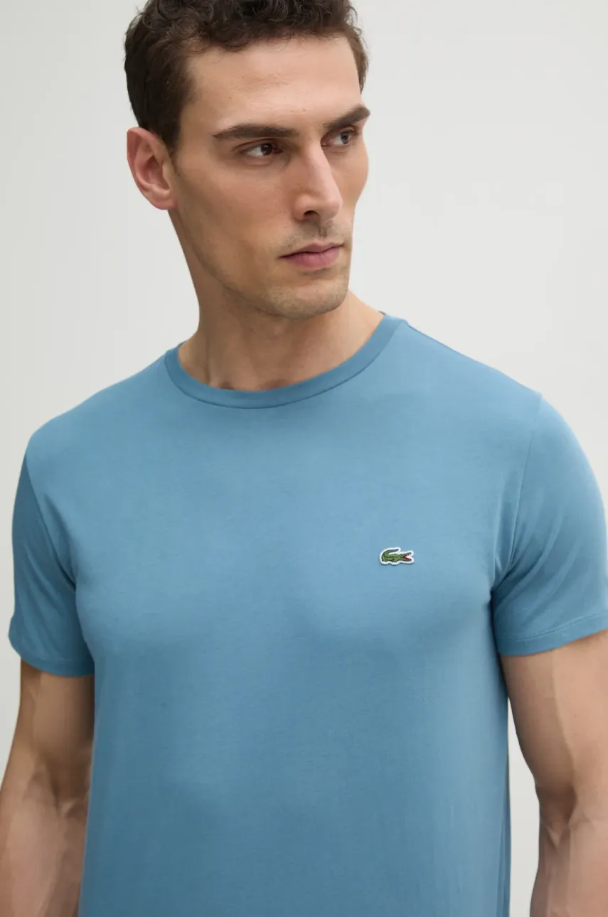 Хлопковая футболка Lacoste мужская цвет белый однотонная TH6709 Хлопковая футболка Lacoste мужская цвет белый однотонная TH6709