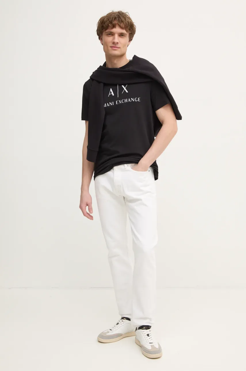 Футболка Armani Exchange мужской цвет чёрный с принтом Футболка Armani Exchange мужской цвет чёрный с принтом
