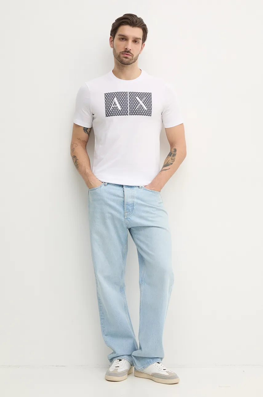 Хлопковая футболка Armani Exchange цвет белый с принтом Хлопковая футболка Armani Exchange цвет белый с принтом