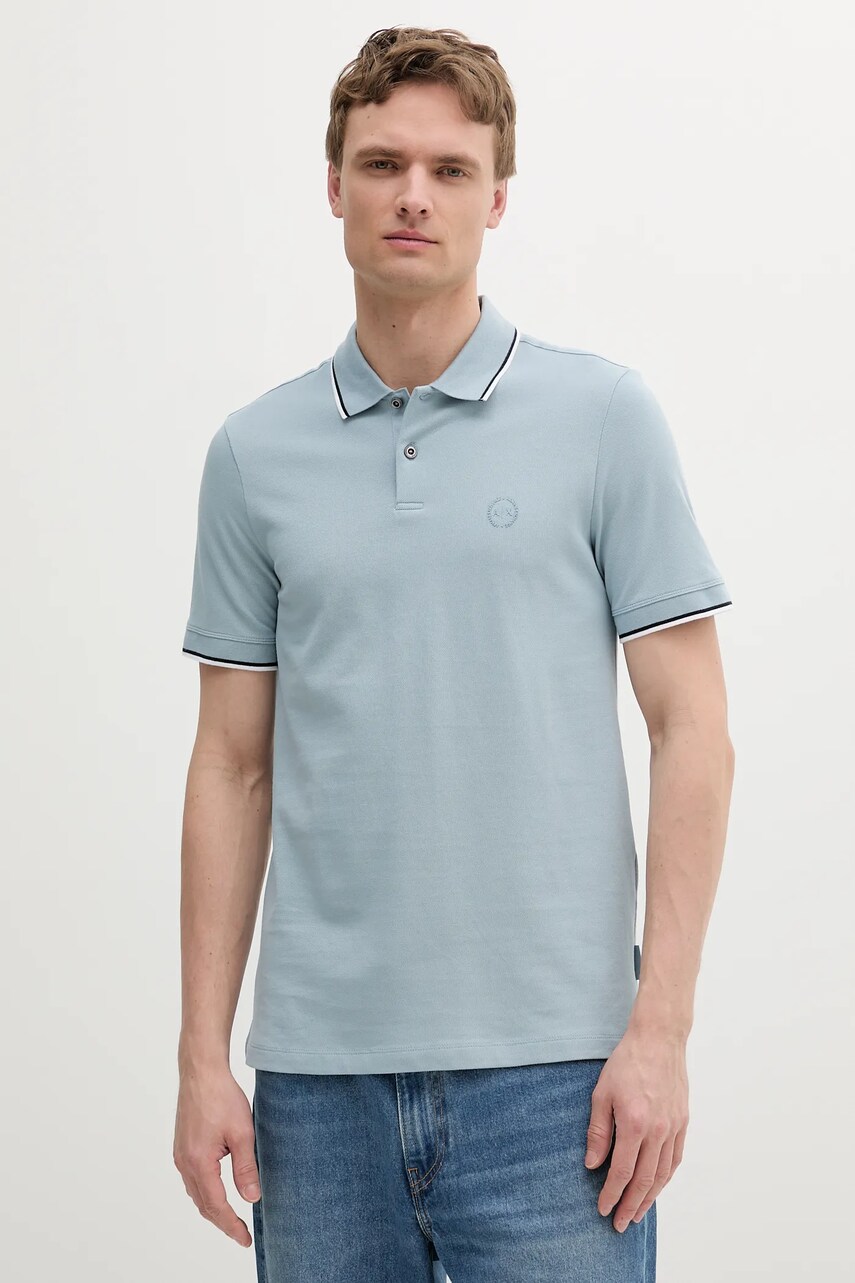 Levně Bavlněné polo tričko Armani Exchange modrá barva, 8NZF75 Z8M5Z