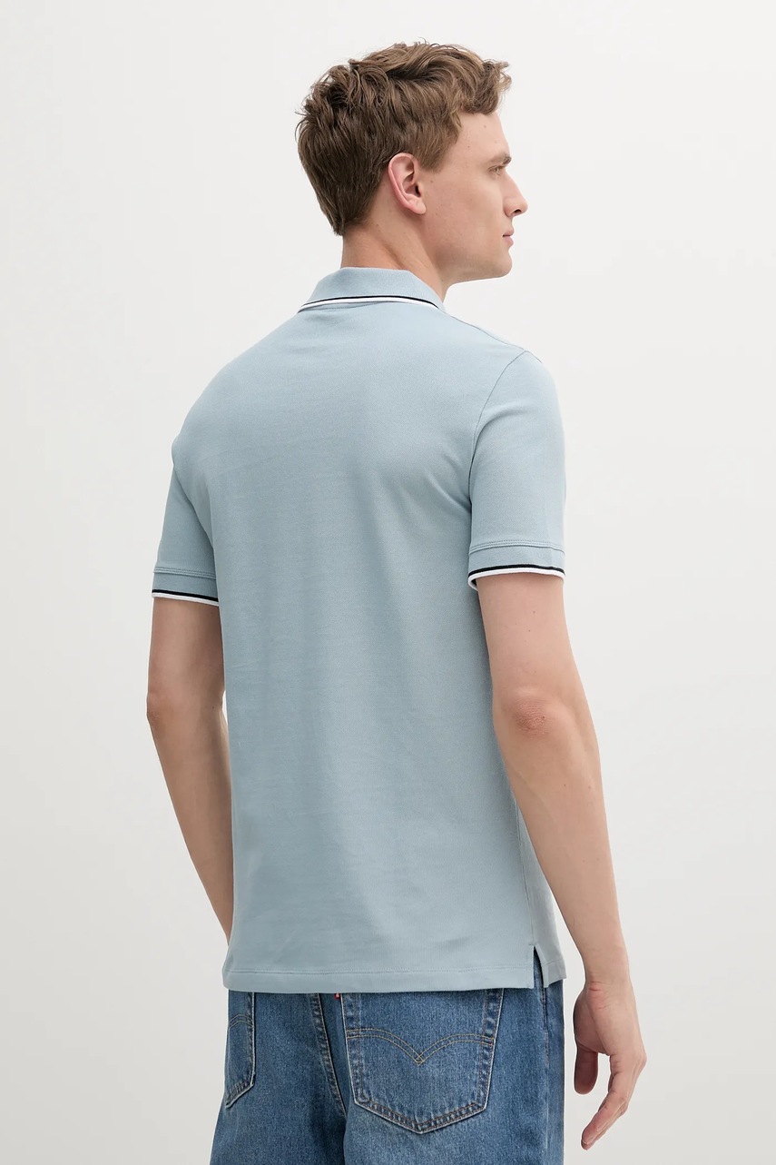 Хлопковое поло Armani Exchange цвет голубой однотонное