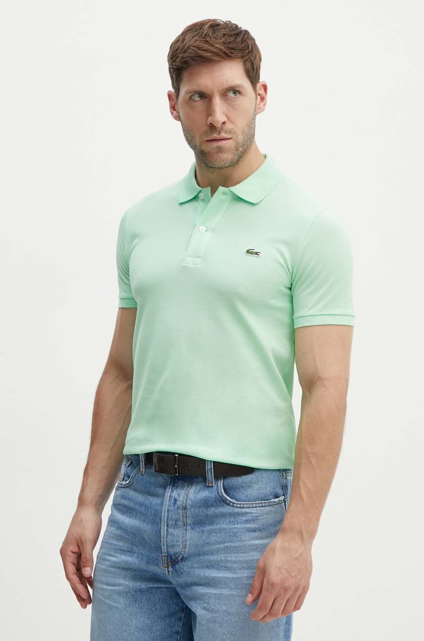 Bavlněné polo tričko Lacoste šedá barva, PH4012-001 - zelená -  100 % Bavlna
