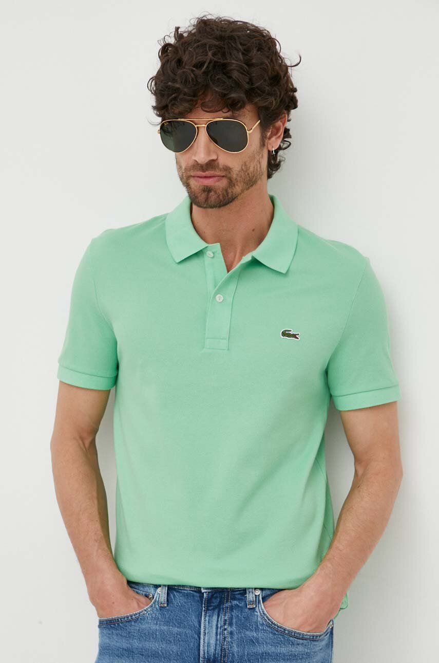 Lacoste polo de bumbac culoarea verde, uni PH4012-001