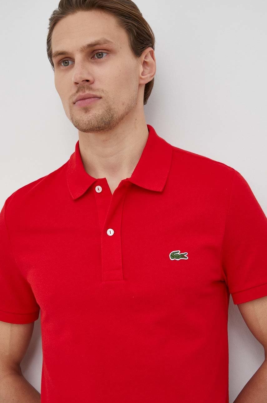 Lacoste Polo De Bumbac Culoarea Rosu, Neted Ph4012-001