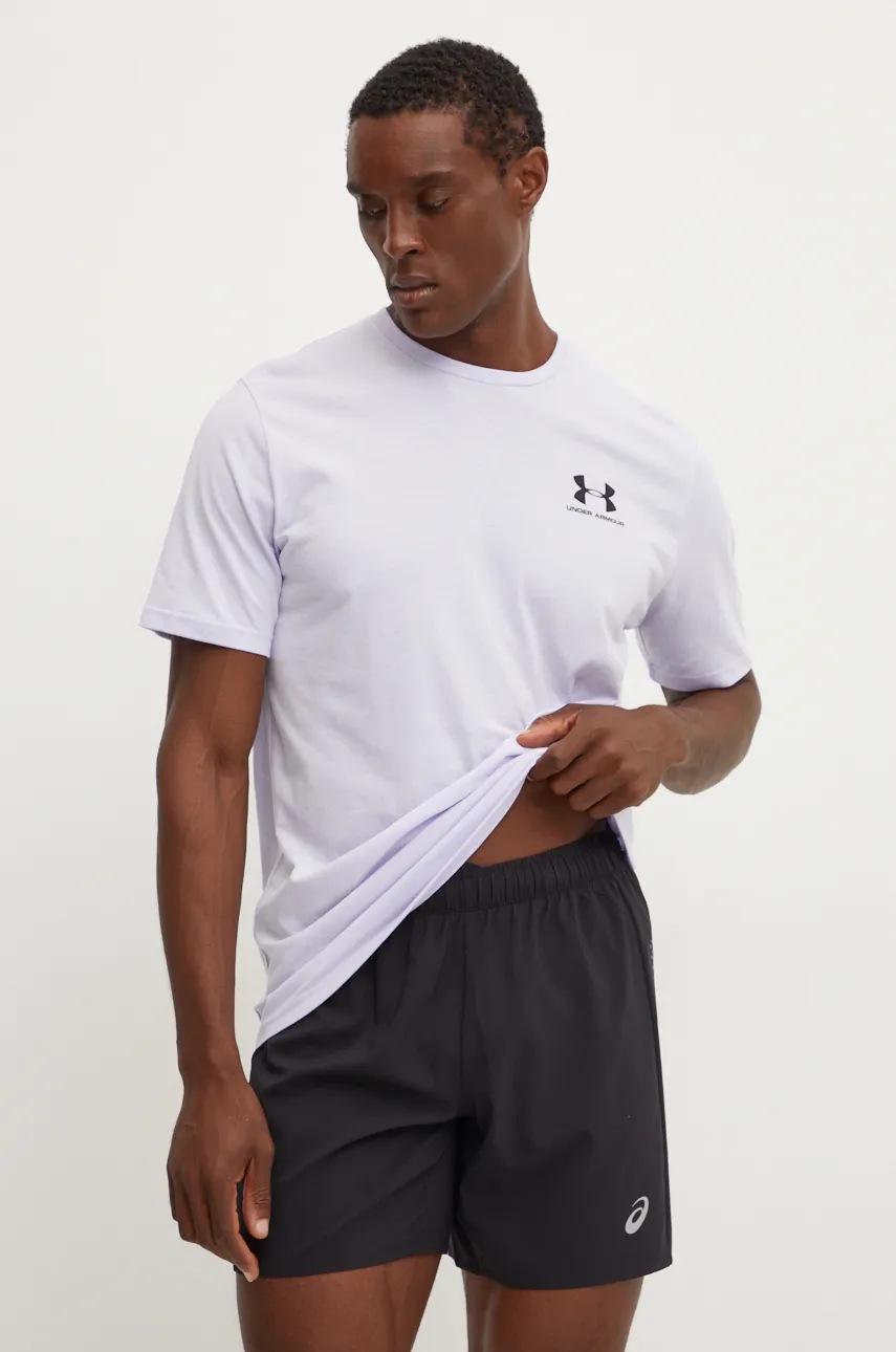 Under Armour tricou SPORTSTYLE LEFT CHEST barbati, culoarea violet, neted, 1326799