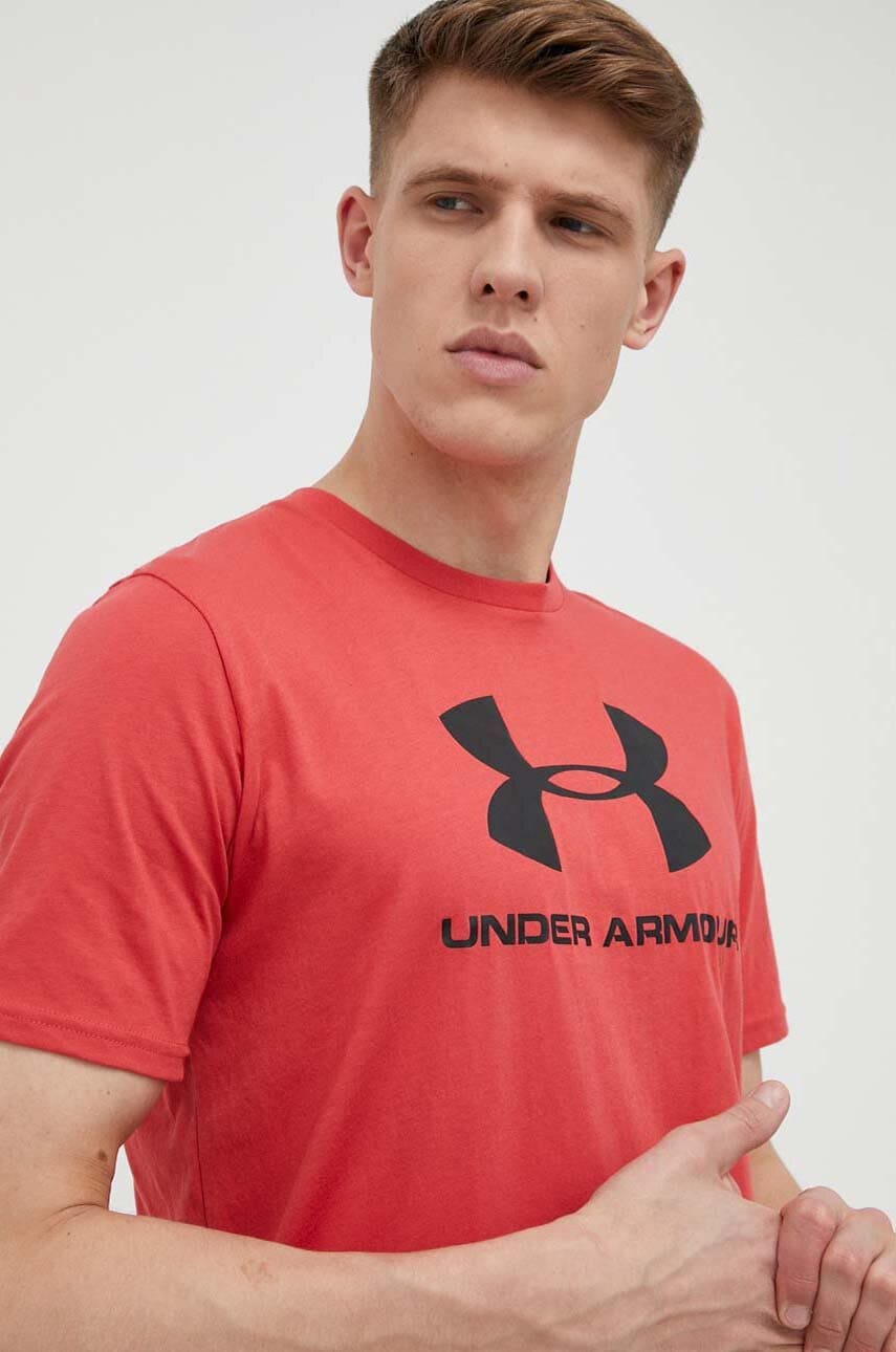 Levně Tričko Under Armour vínová barva, s potiskem, 1329590-100