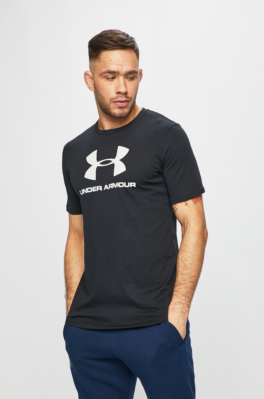 Levně Tričko Under Armour černá barva, s potiskem, 1329590-100