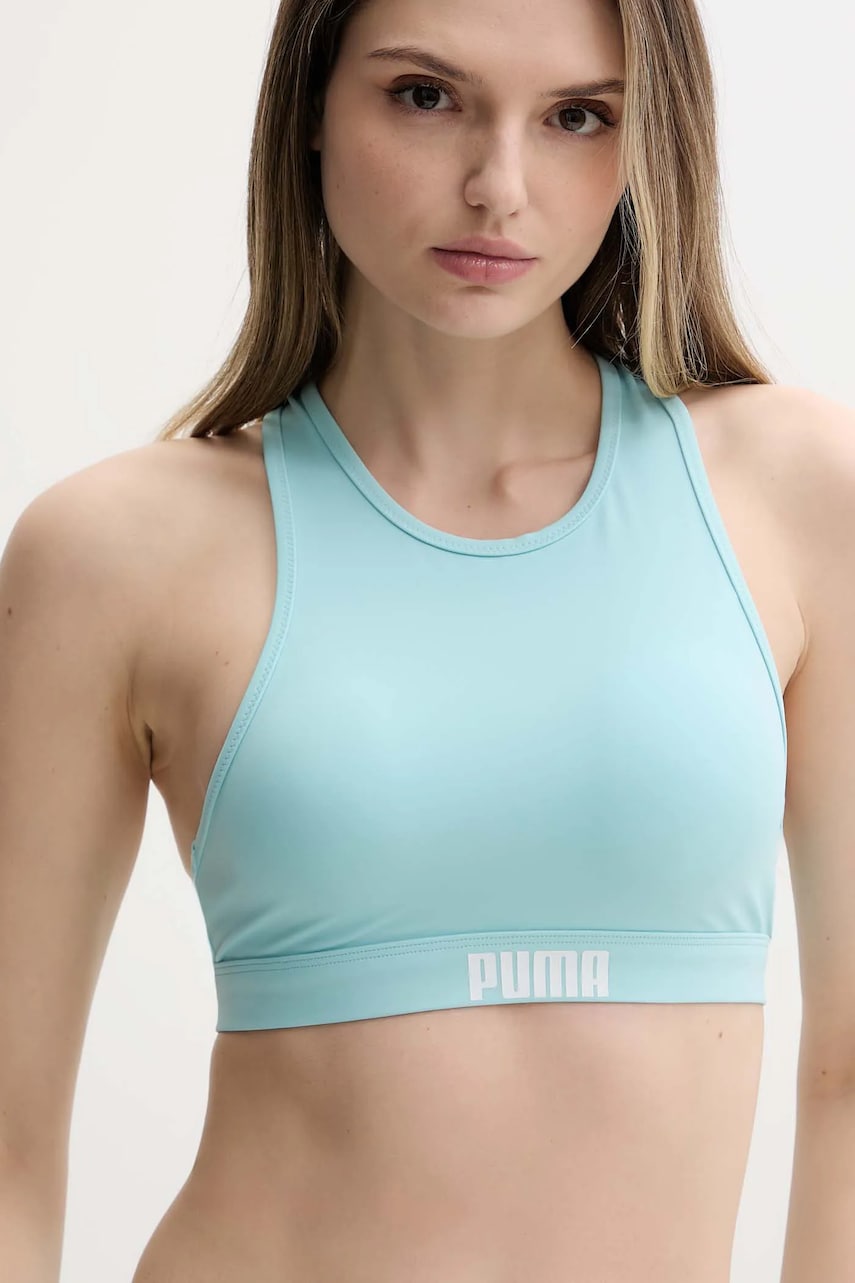 Puma sutien de baie culoarea rosu, cupa usor rigidizata, 907692