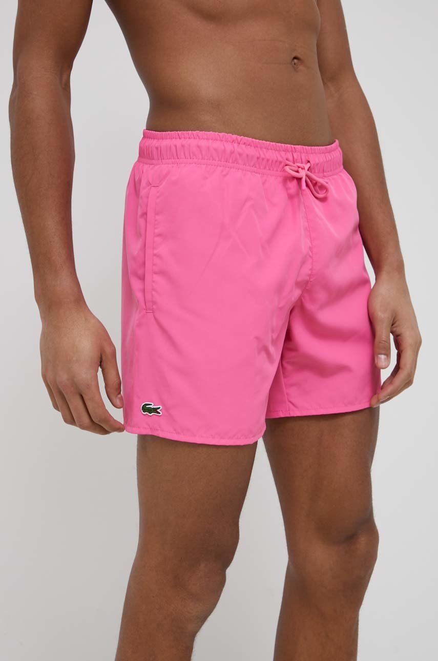 Lacoste pantaloni scurti de baie culoarea roz answear.ro