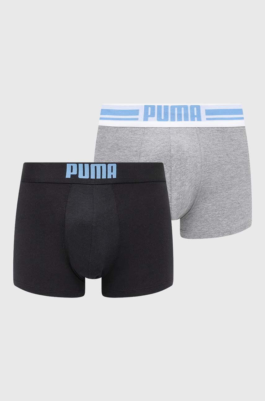 Boxerky Puma 2-pack pánské, šedá barva - šedá - Hlavní materiál: 95 % Bavlna