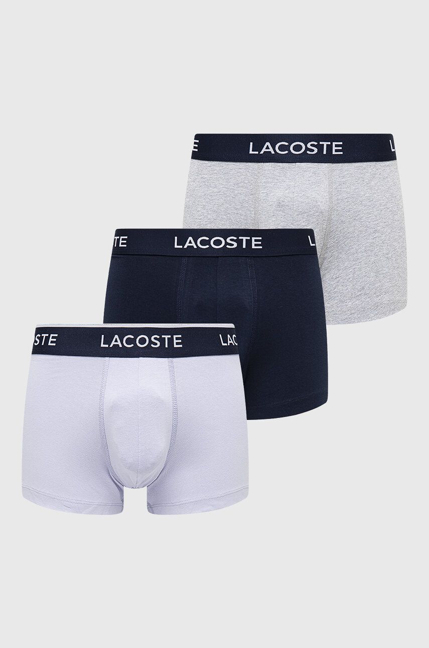 Boxerky Lacoste 3-pack pánské, tmavomodrá barva, 5H3389-NUA - námořnická modř -  95 % Bavlna