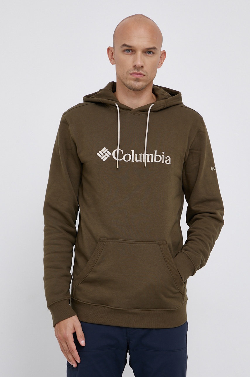 mikina-columbia-1681664-panska-zelena-barva-s-potiskem