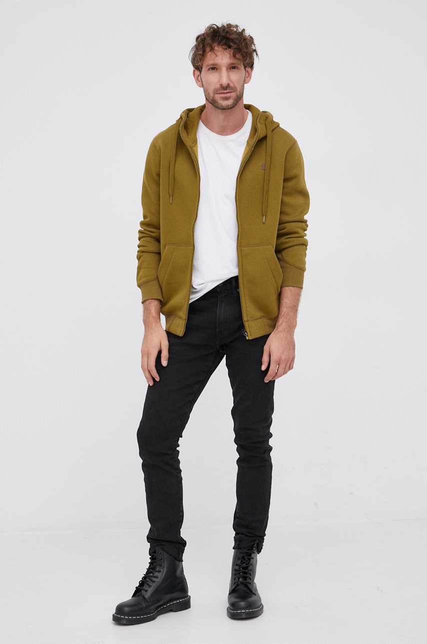 G-Star bluză bărbați, culoarea verde, material uni