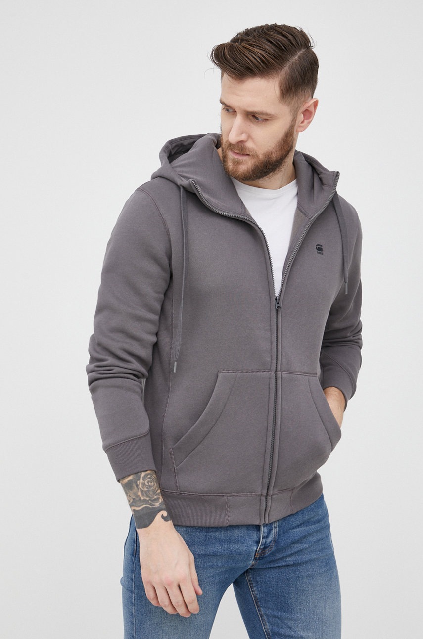 

Суичър G-Star Raw в сиво с изчистен дизайн, Сив