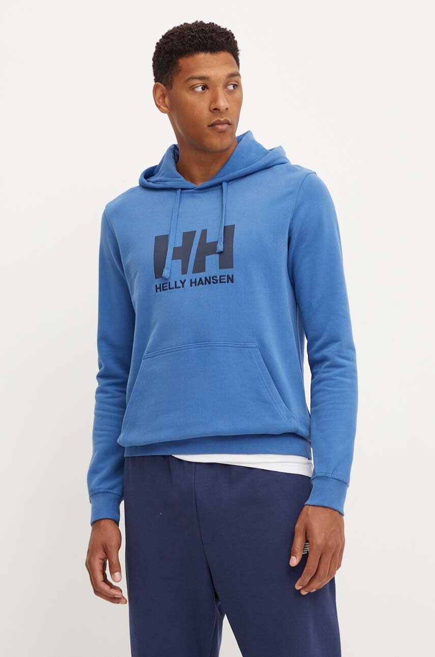 Helly Hansen hanorac de bumbac HH LOGO HOODIE bărbați, cu glugă, cu imprimeu 33977