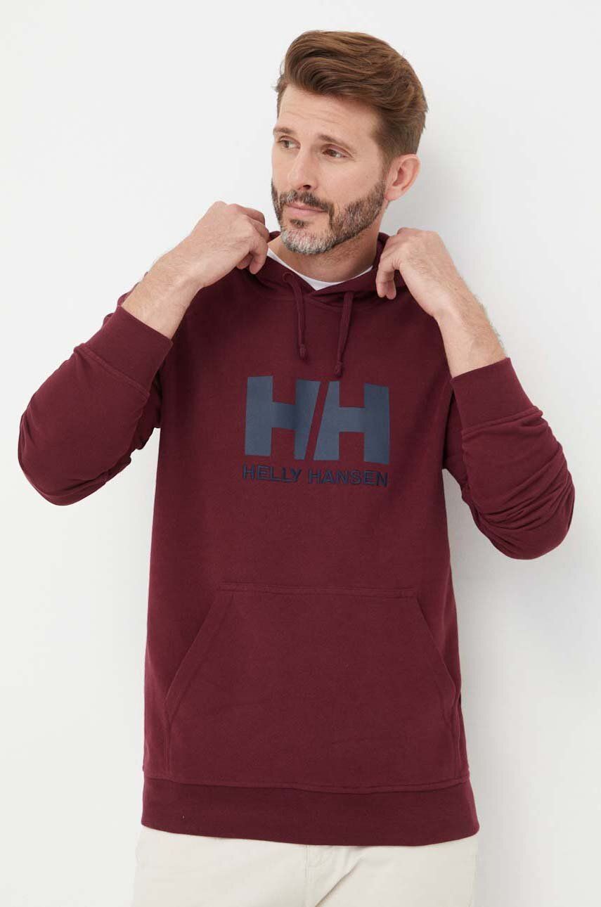 Helly Hansen Hanorac De Bumbac Hh Logo Hoodie Barbati, Culoarea Bleumarin, Cu Gluga, Cu Imprimeu 33977