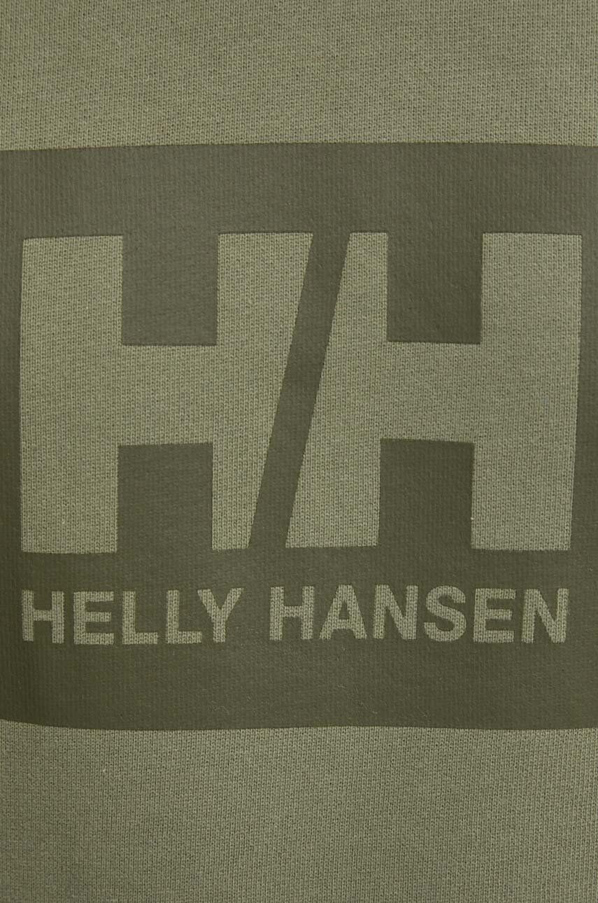 Bombažen Pulover Helly Hansen Zelena Barva, S Kapuco