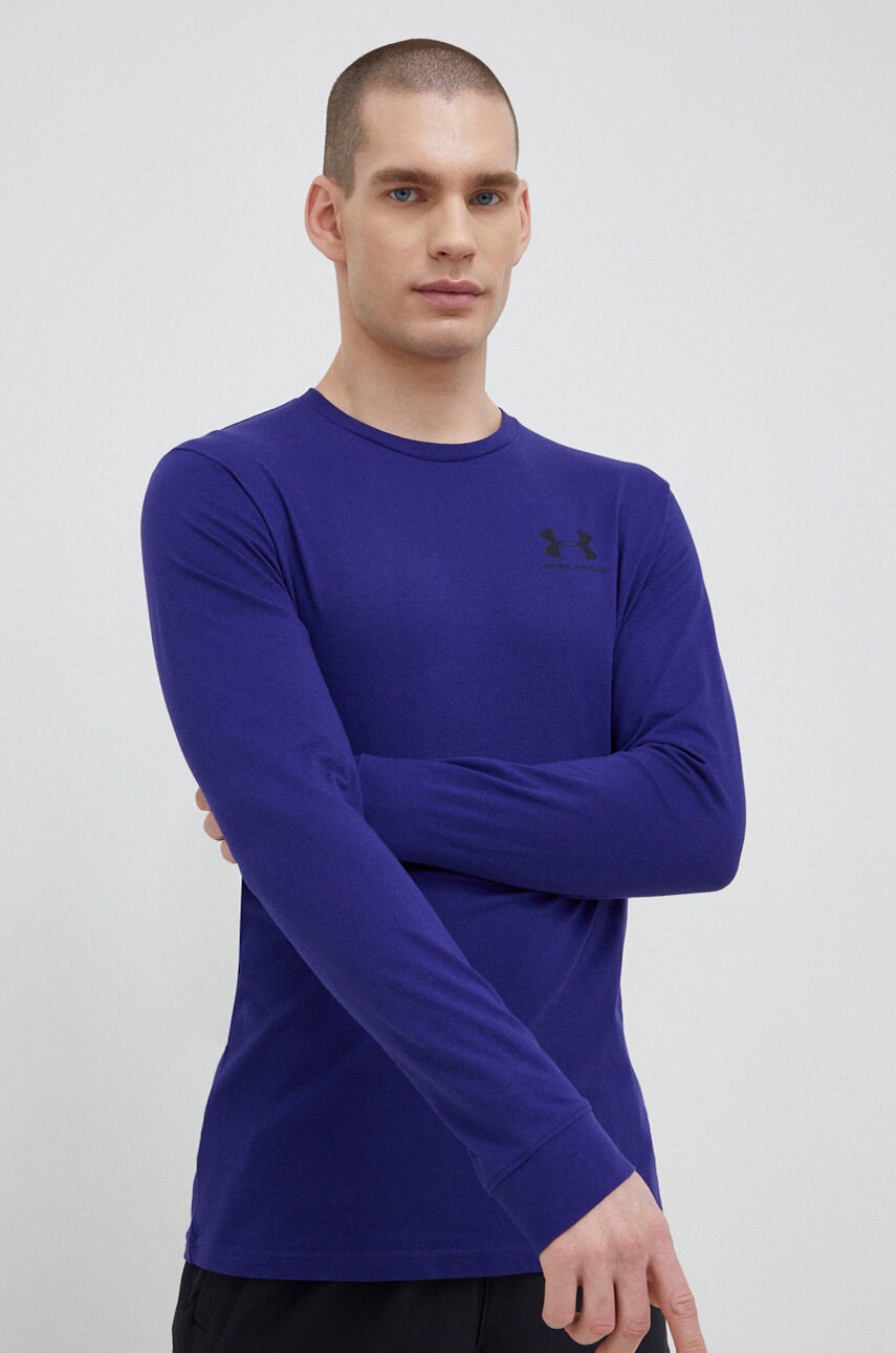 Under Armour Longsleeve Barbati, Culoarea Violet, Cu Imprimeu 1329585-036