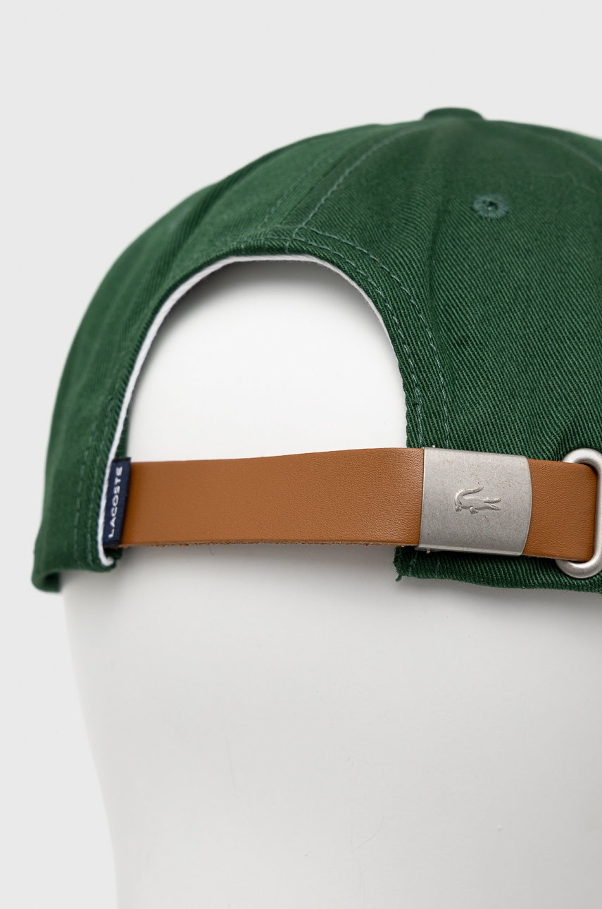 

Кепка Lacoste колір зелений однотонна