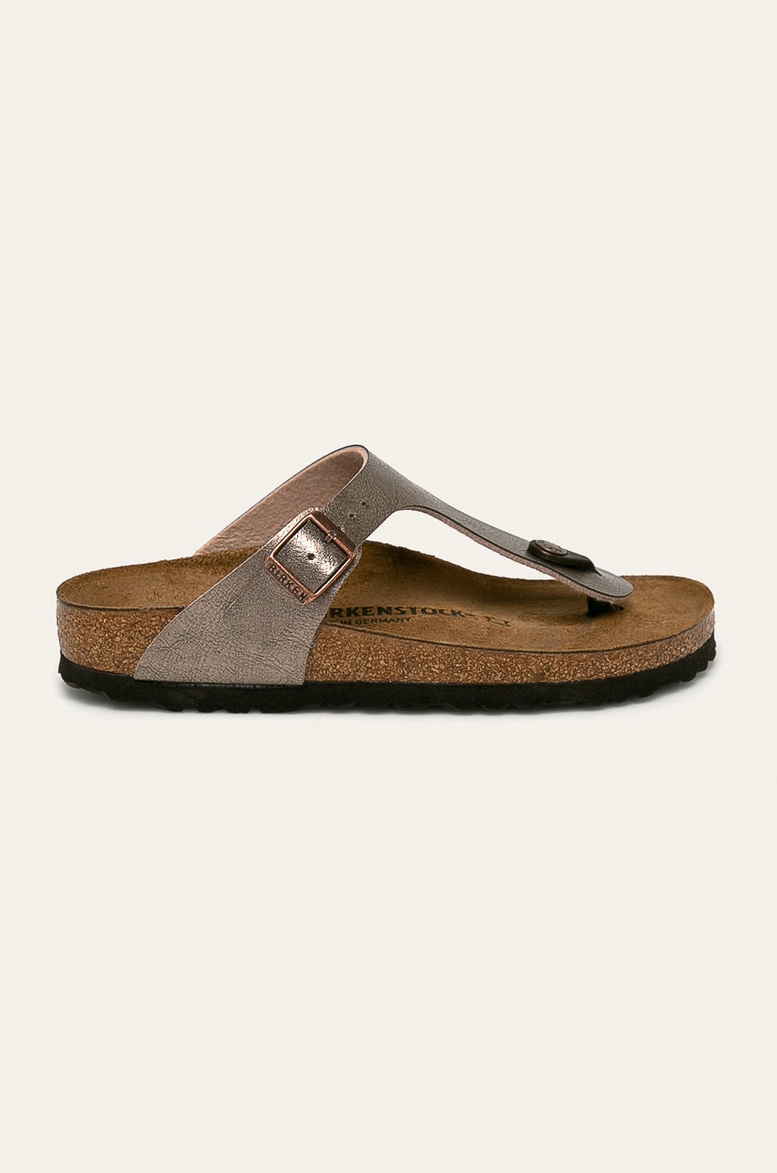 Birkenstock slapi Gizeh femei, culoarea maro, cu toc plat, 1016145