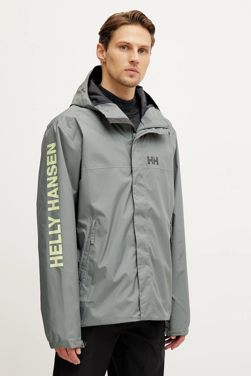 Helly Hansen geaca de ploaie Ervik barbati, culoarea verde, 64032