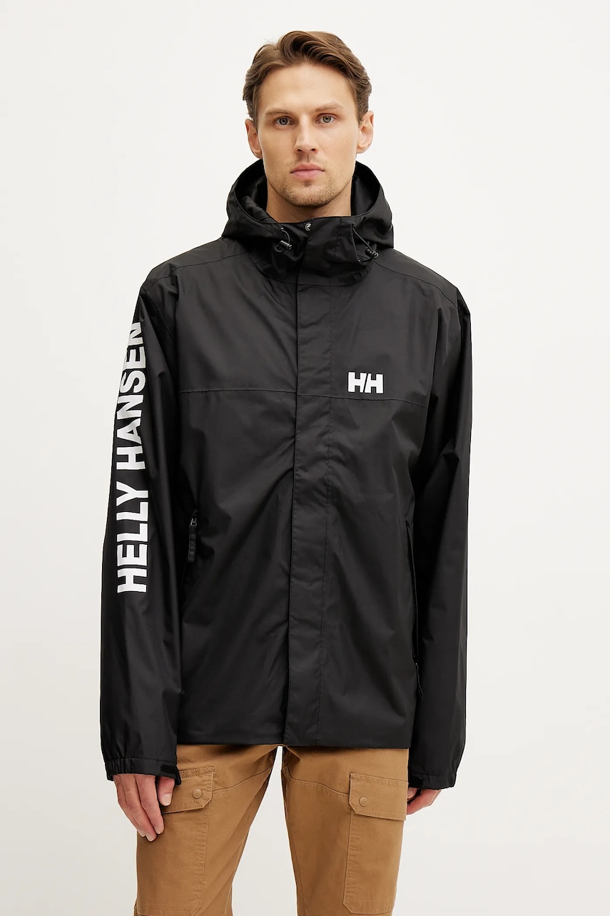 Helly Hansen geaca de ploaie Ervik barbati, culoarea negru, 64032 Helly Hansen geaca de ploaie Ervik barbati, culoarea negru, 64032