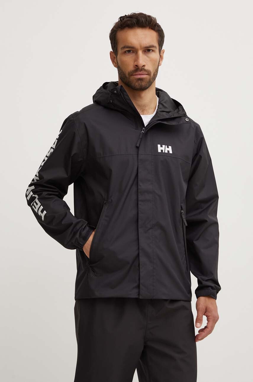 Helly Hansen geaca de ploaie Ervik barbati, culoarea negru, 64032 Helly Hansen geaca de ploaie Ervik barbati, culoarea negru, 64032