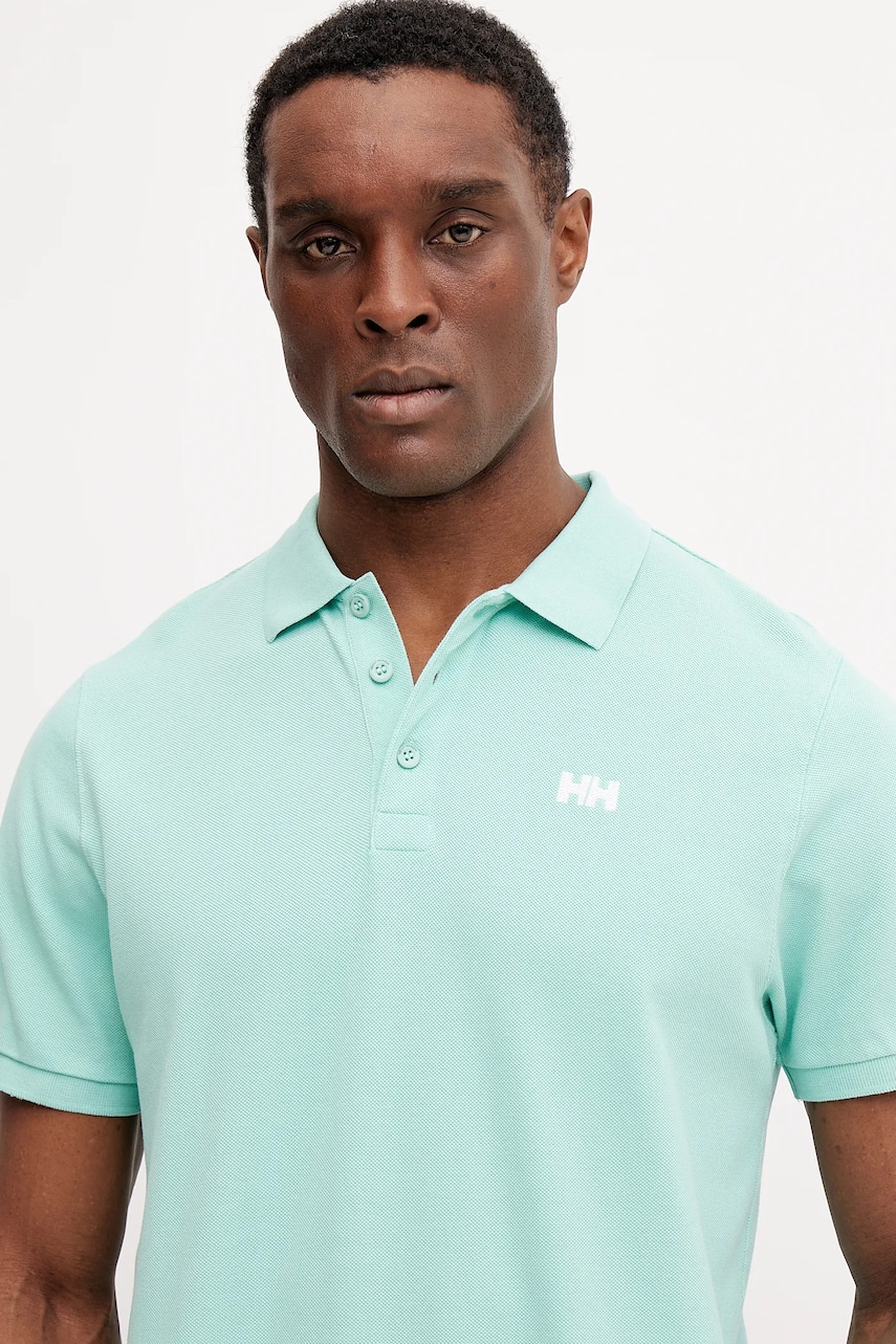 Helly Hansen polo de bumbac culoarea turcoaz, neted Helly Hansen polo de bumbac culoarea turcoaz, neted