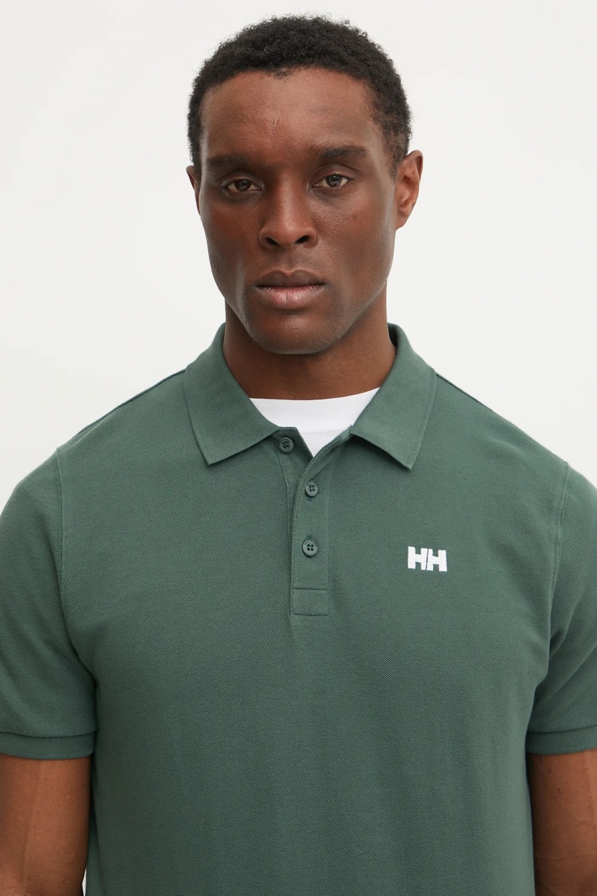 Бавовняне поло Helly Hansen колір зелений однотонний 