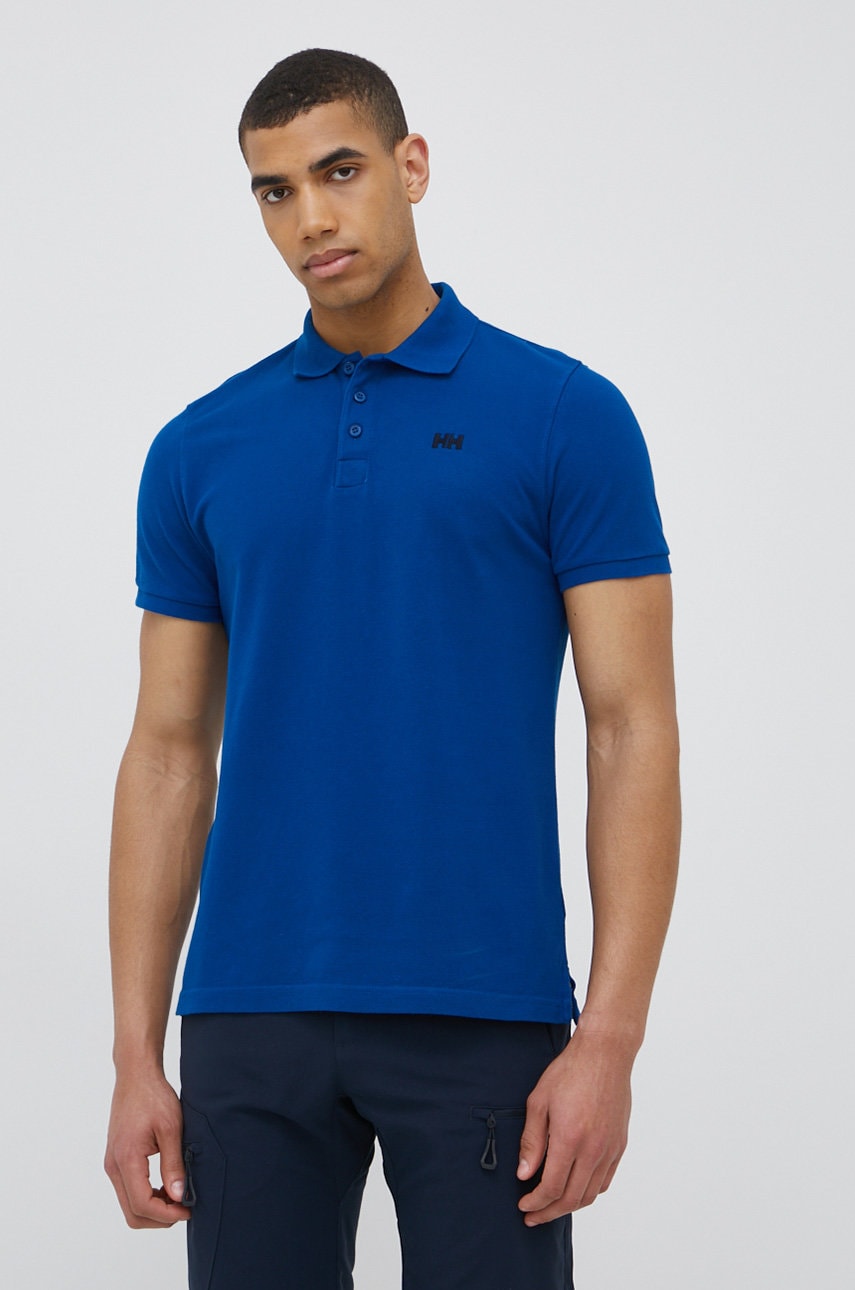 Helly Hansen polo de bumbac culoarea albastru marin, neted