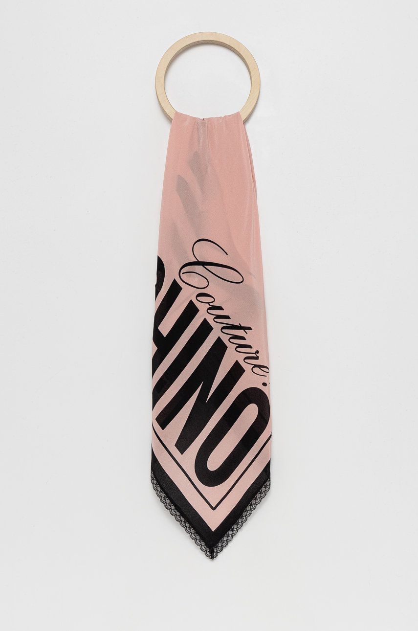 Moschino Eșarfă de mătase culoarea roz, modelator ANSWEAR