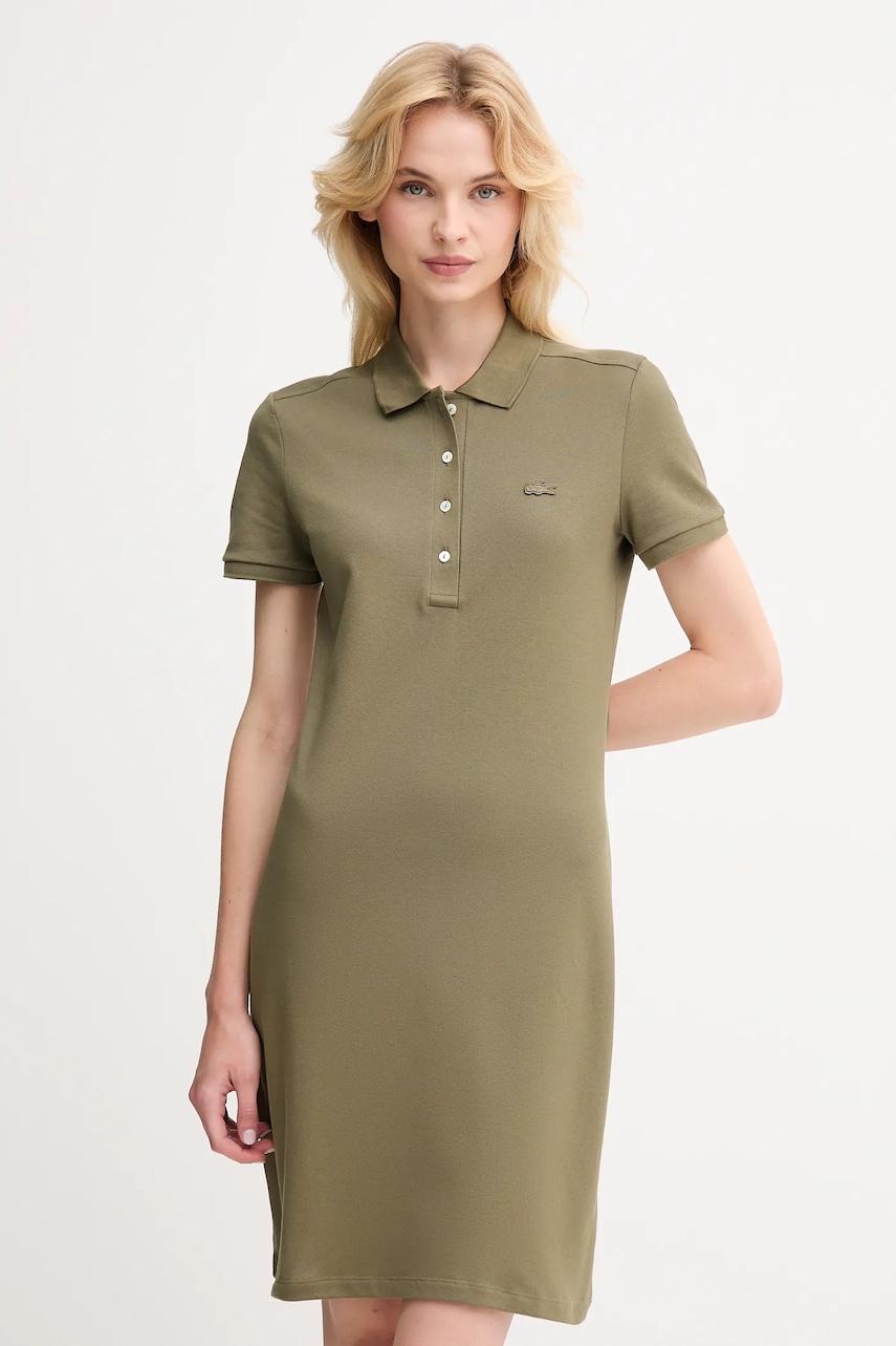 Lacoste rochie culoarea verde, mini, drept
