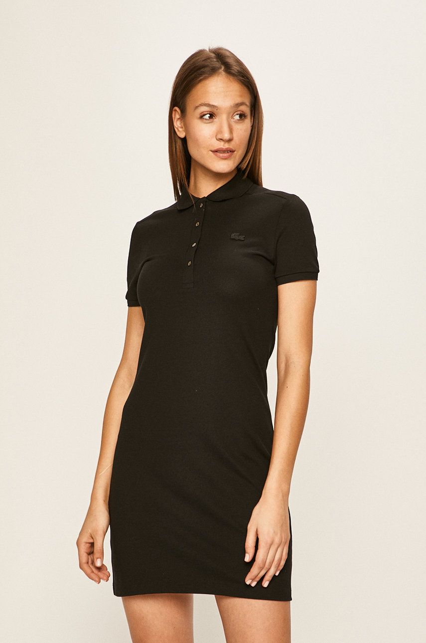 Šaty Lacoste černá barva, mini, jednoduché