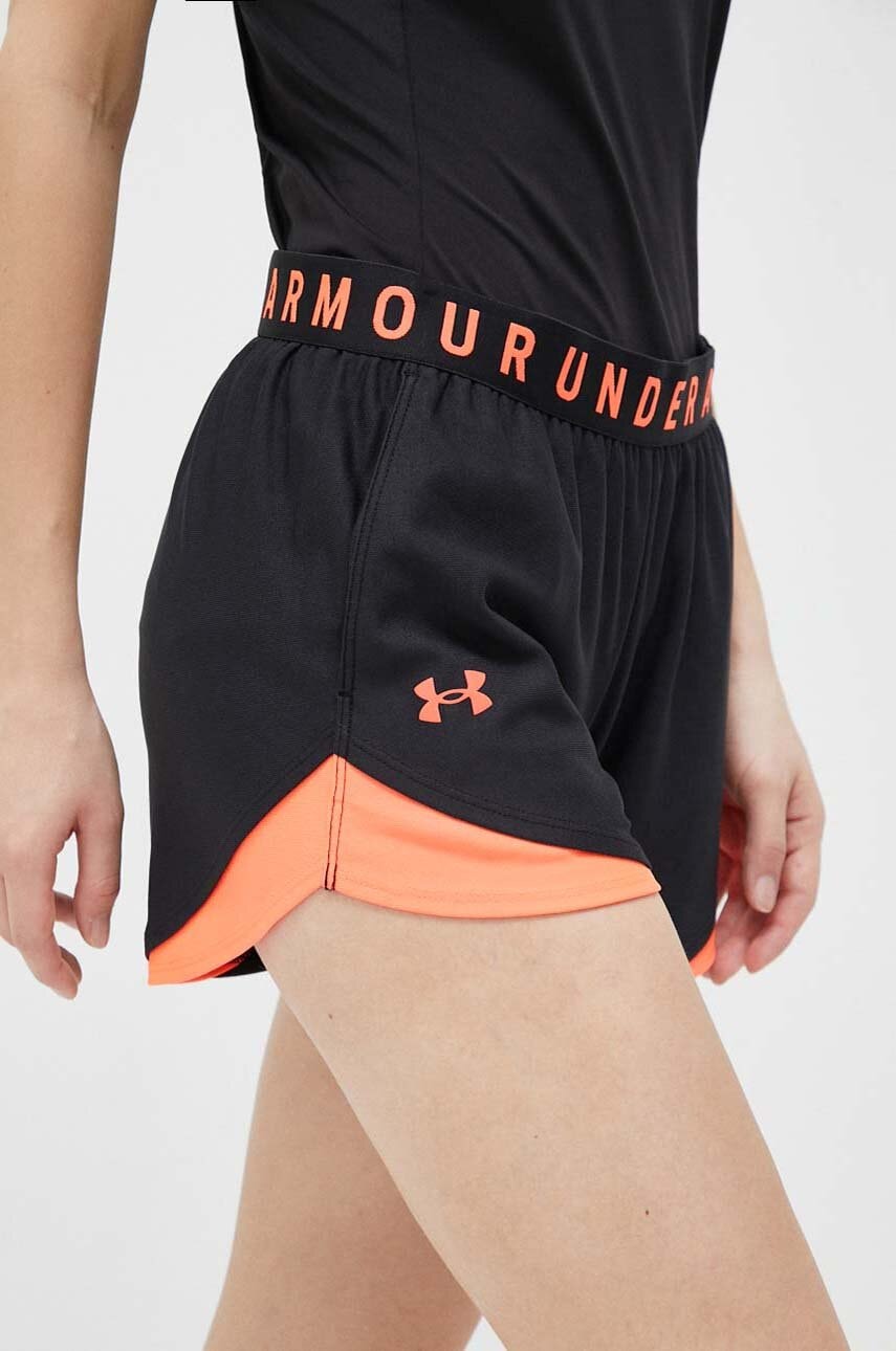 Under Armour Pantaloni Scurti De Antrenament Play Up 3.0 Culoarea Negru, Cu Imprimeu, Medium Waist