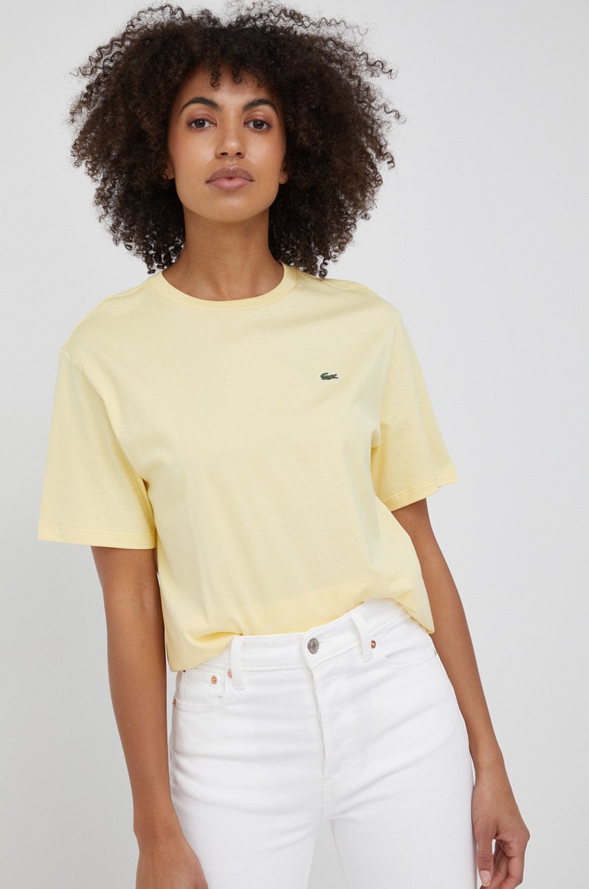 

Памучна тениска Lacoste в червено, Жълт