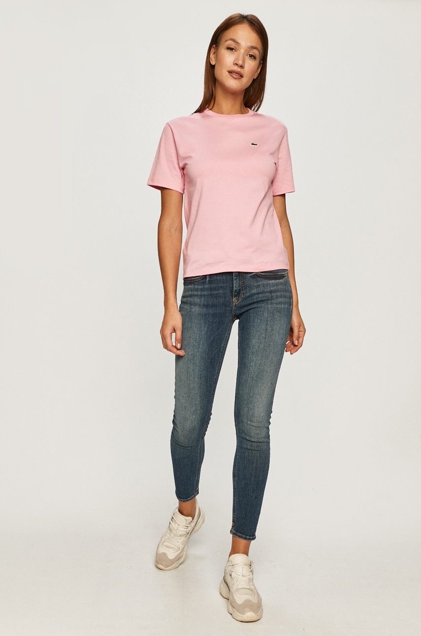 

Бавовняна футболка Lacoste колір рожевий
