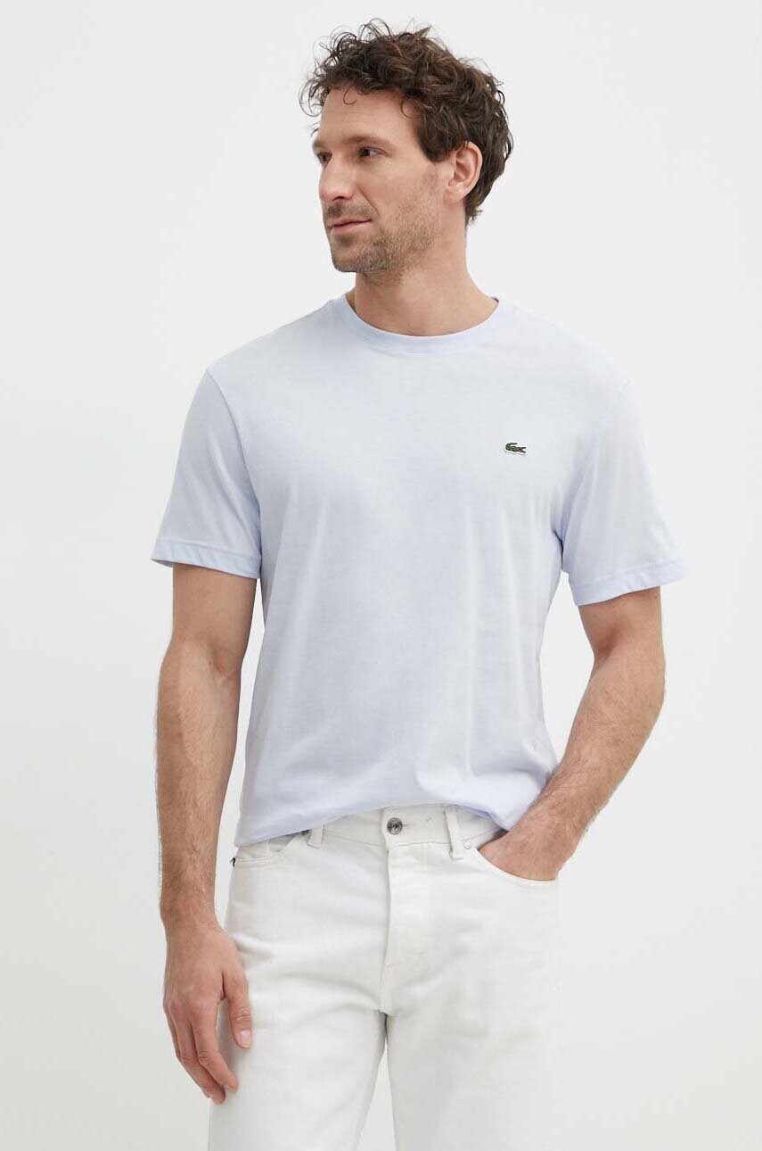 

Памучна тениска Lacoste в синьо с изчистен дизайн, Син