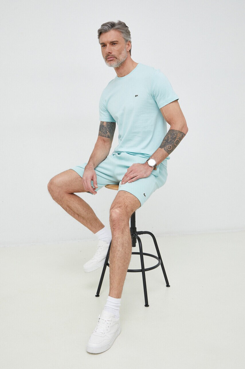 

Бавовняна футболка Lacoste колір бірюзовий однотонний