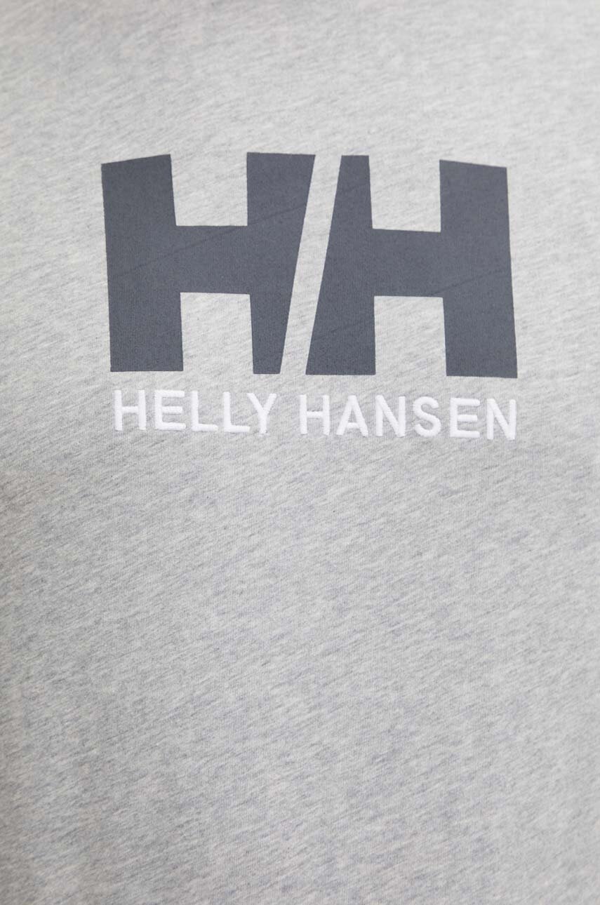 Βαμβακερό μπλουζάκι Helly Hansen ανδρικά, χρώμα γκρι 33979 φωτογραφία