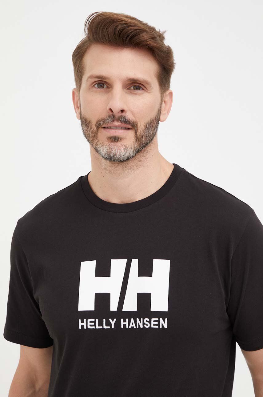 Tričko Helly Hansen HH LOGO T-SHIRT bílá barva, s aplikací, 33979 - černá -  60 % Bavlna