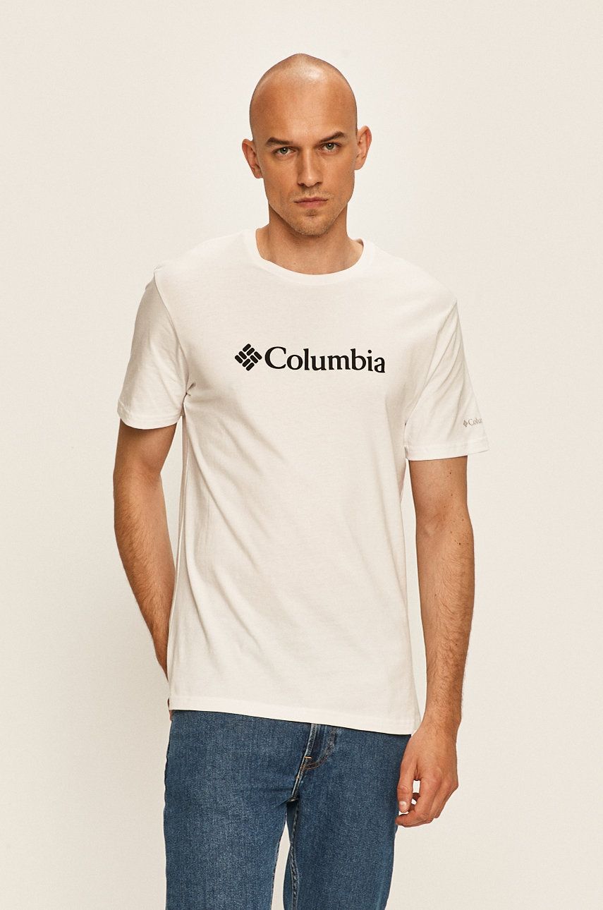Columbia tricou bărbați, culoarea alb, cu imprimeu 1680053-014