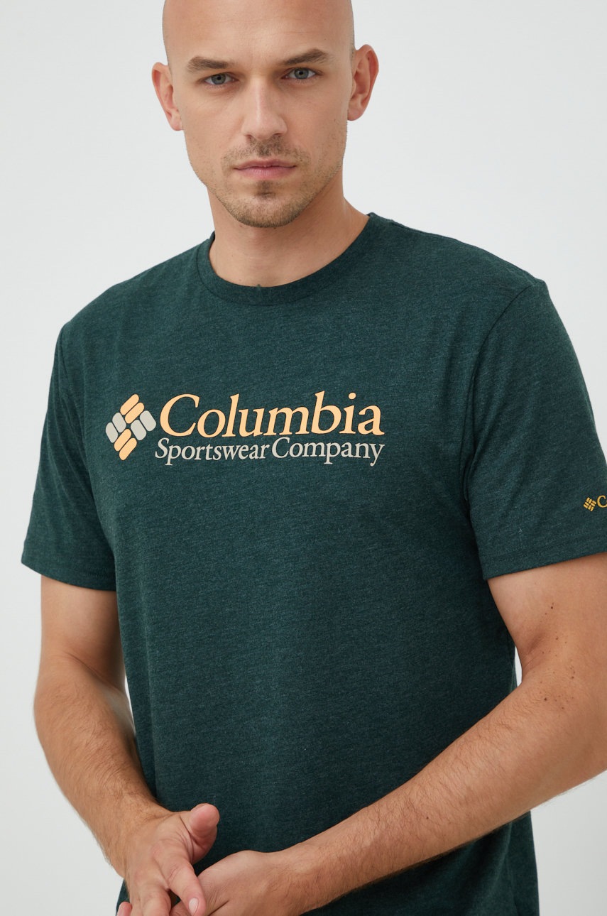 

Футболка Columbia чоловіча колір зелений з принтом