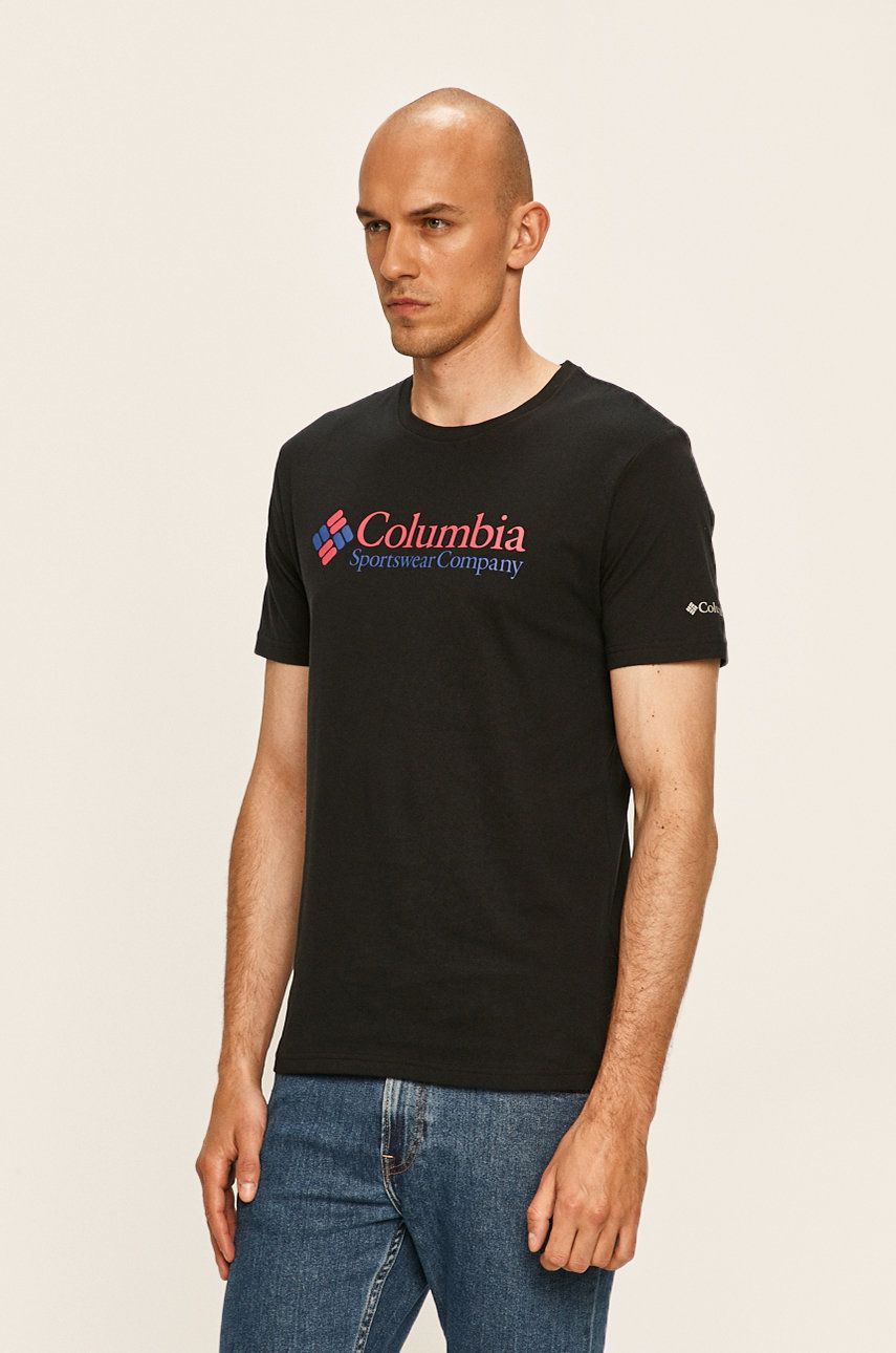 Columbia Tricou bărbați, culoarea negru, cu imprimeu