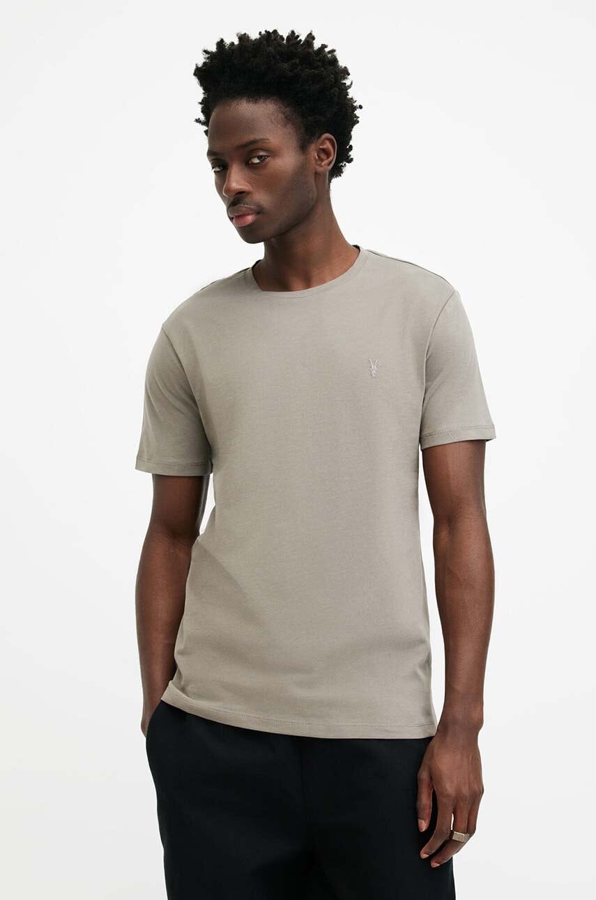 AllSaints tricou din bumbac BRACE SS CREW barbati, culoarea roz, neted, MD131G AllSaints tricou din bumbac BRACE SS CREW barbati, culoarea roz, neted, MD131G