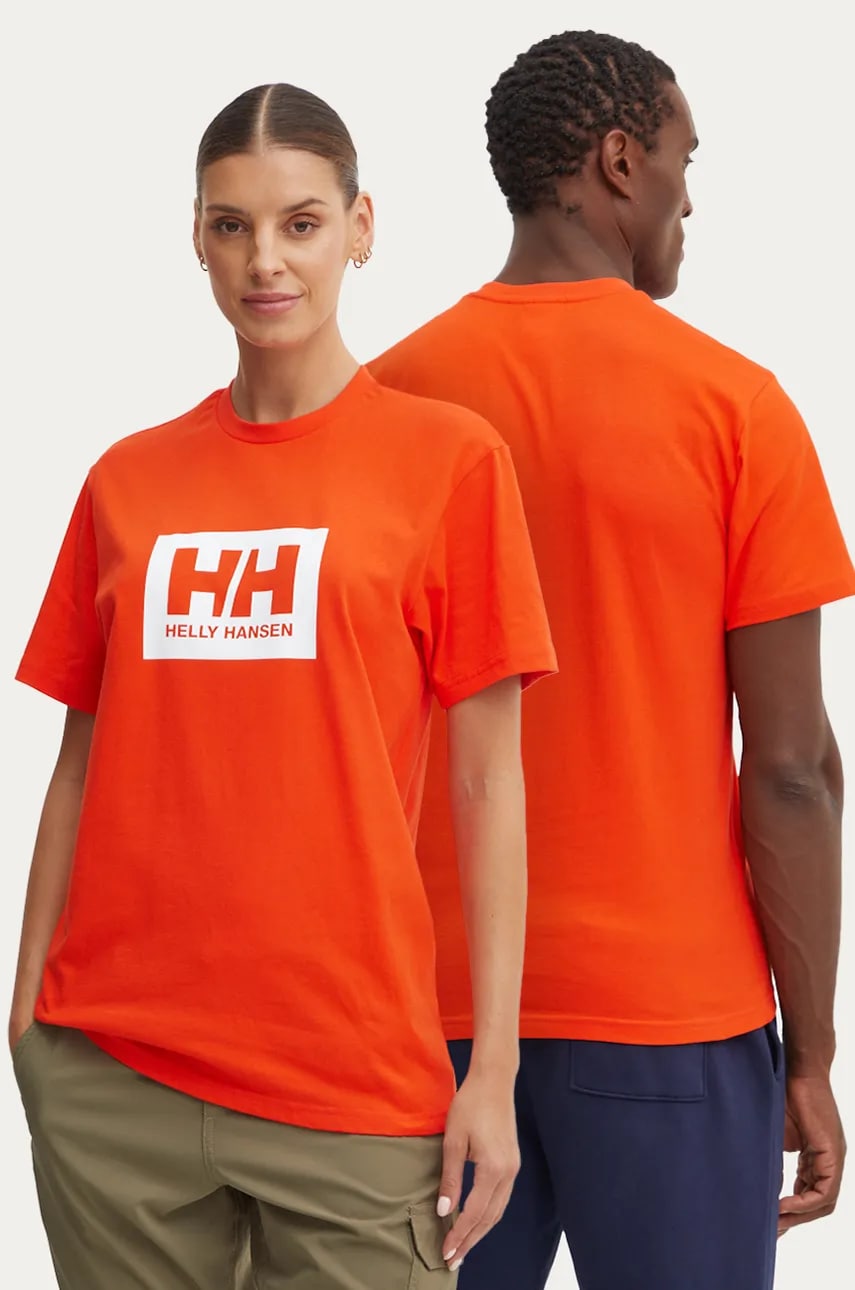 Helly Hansen tricou din bumbac TOKYO culoarea portocaliu, cu imprimeu, 53285