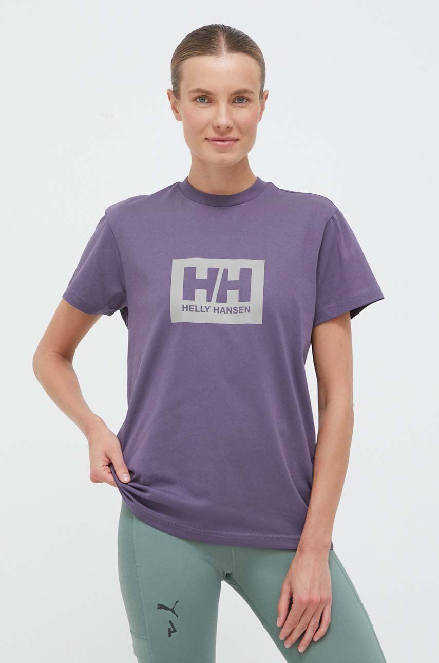 Helly Hansen Tricou Din Bumbac Culoarea Violet, Cu Imprimeu 53285-096