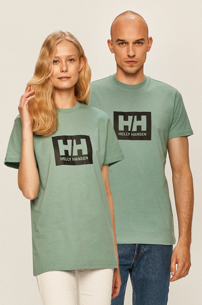 Helly Hansen Tricou din bumbac culoarea verde, cu imprimeu answear.ro