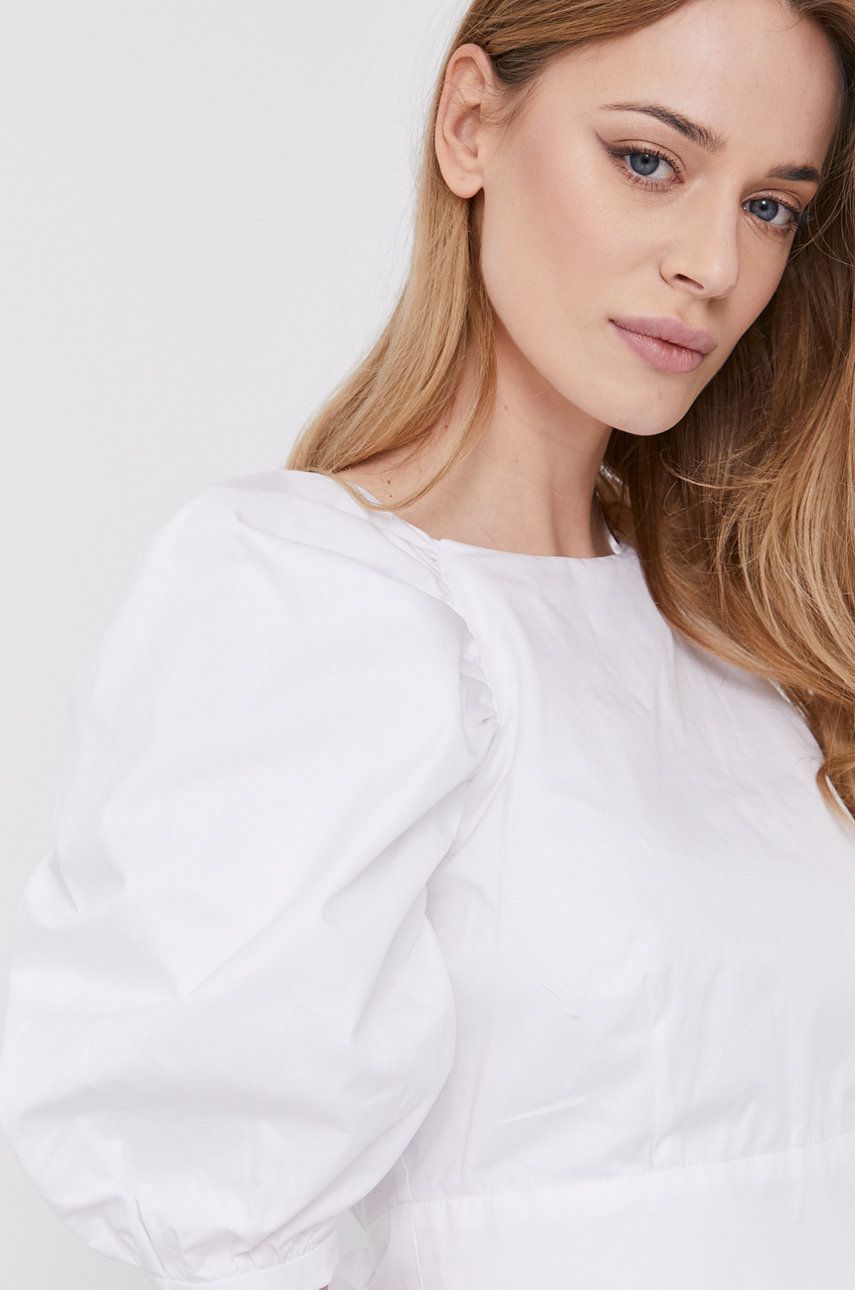 Bardot Bluză din bumbac femei, culoarea alb, material neted ANSWEAR