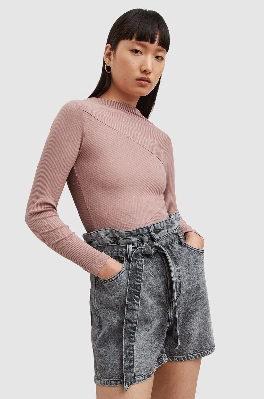 AllSaints bluza femei, culoarea roz, neted 2022 ❤️ Pret Super answear imagine noua 2022